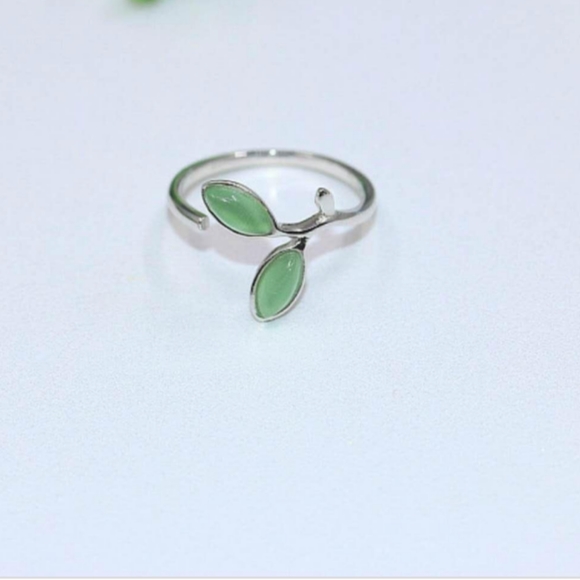 Frosted Green Opal Leaf Ring  2 Available - Picture 7 of 15